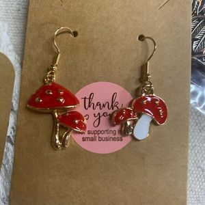 Handmade mushroom earrings on nickel free hook